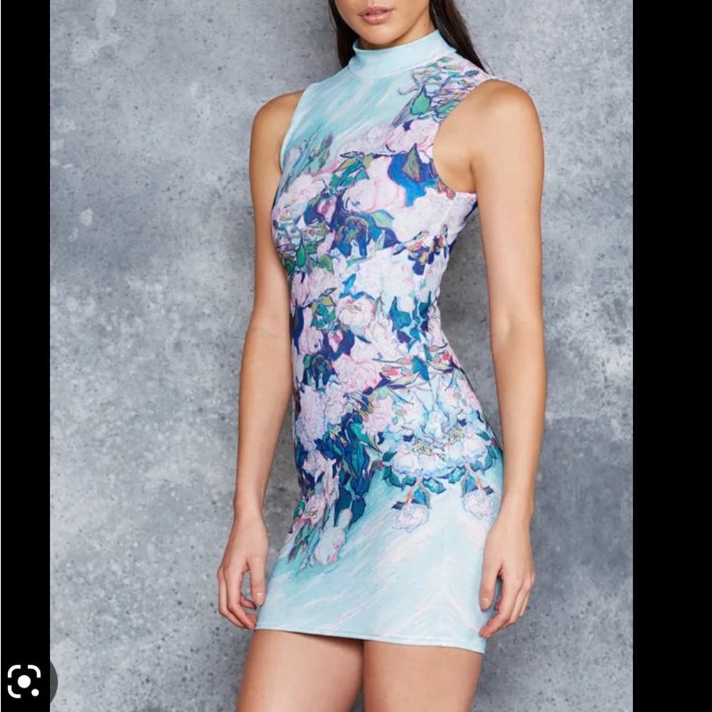 Black Milk Clothing High Neck Toastie Dress XS Van Gogh Roses